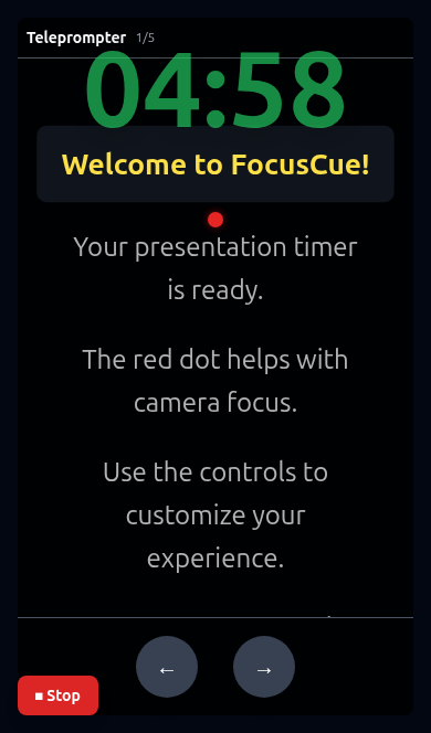 FocusCue on smartphone - presentation mode